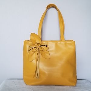 Paolo Masi Leather Vintage Yellow Handbag Made in Italy